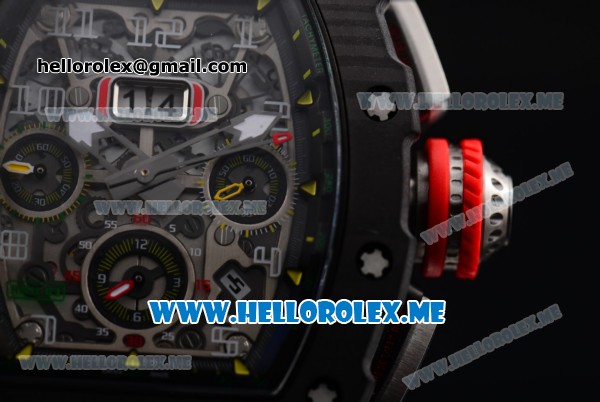 Richard Mille RM 11-03 Swiss Valjoux 7750 Automatic PVD Case with Skeleton Dial and Black Rubber Strap Arabic Numeral Markers - Click Image to Close